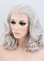 16" Wavy Blondish Grey Lace Front Synthetic Wig LF369