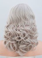 16" Wavy Blondish Grey Lace Front Synthetic Wig LF369