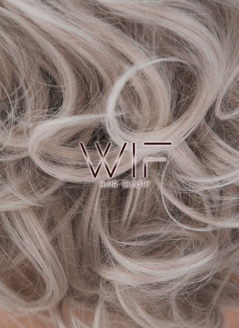 16" Wavy Blondish Grey Lace Front Synthetic Wig LF369