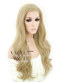 24" Long Curly Ash Blonde Lace Front Synthetic Fashion Wig LF373