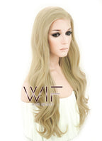 24" Long Curly Ash Blonde Lace Front Synthetic Fashion Wig LF373