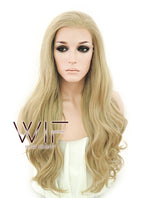 24" Long Curly Ash Blonde Lace Front Synthetic Fashion Wig LF373