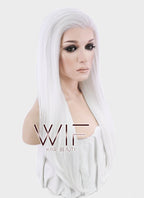 24" Straight White Lace Front Synthetic Wig LF387