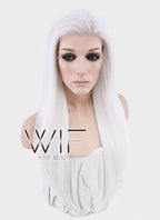 24" Straight White Lace Front Synthetic Wig LF387