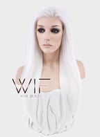 24" Straight White Lace Front Synthetic Wig LF387