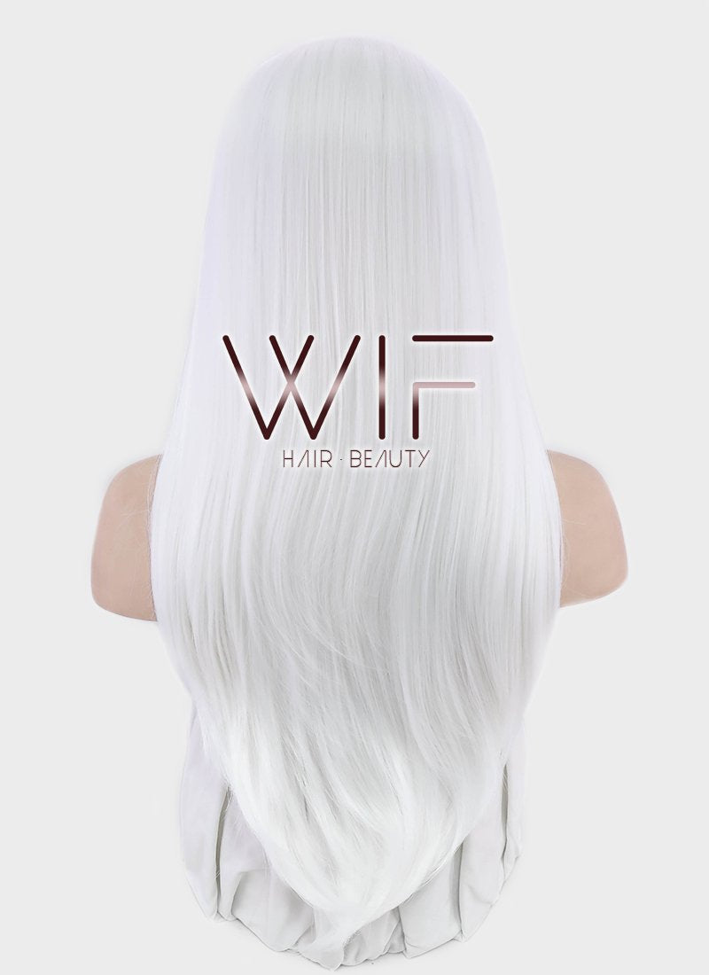 24" Straight White Lace Front Synthetic Wig LF387