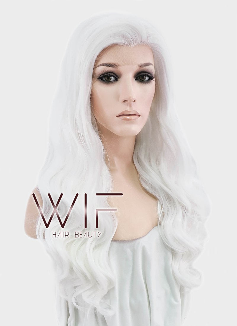 24" Wavy White Lace Front Synthetic Wig LF388
