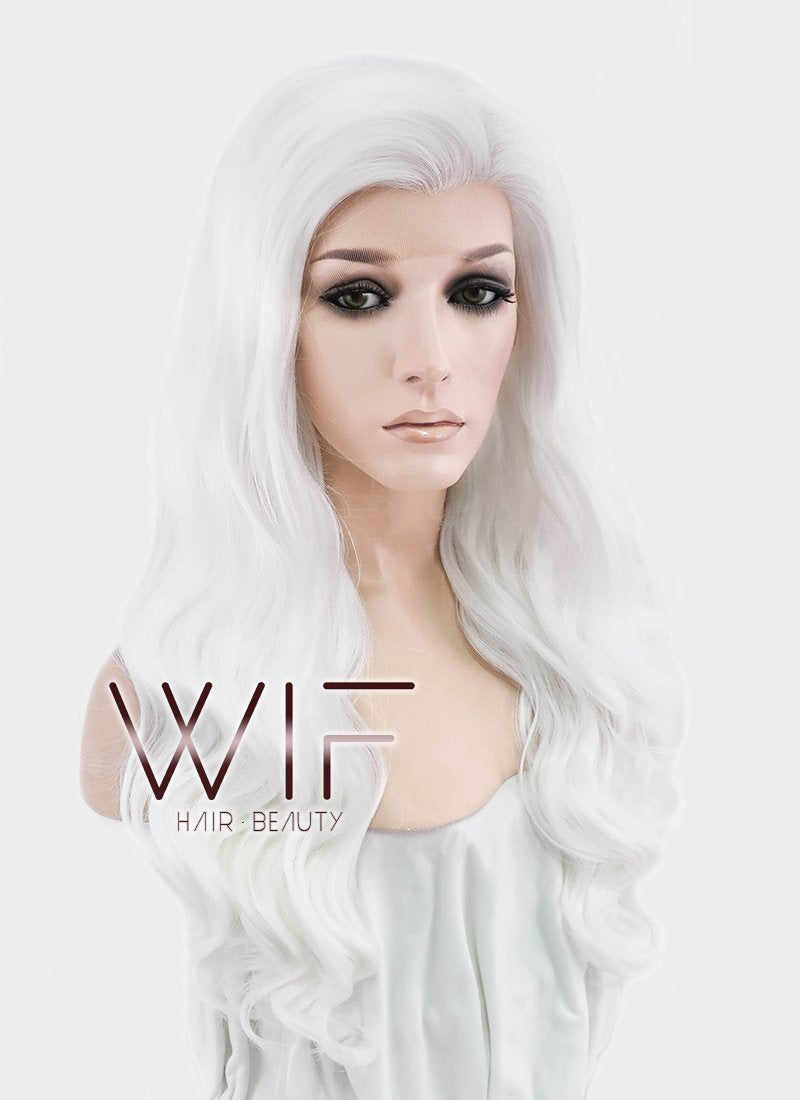 24" Wavy White Lace Front Synthetic Wig LF388