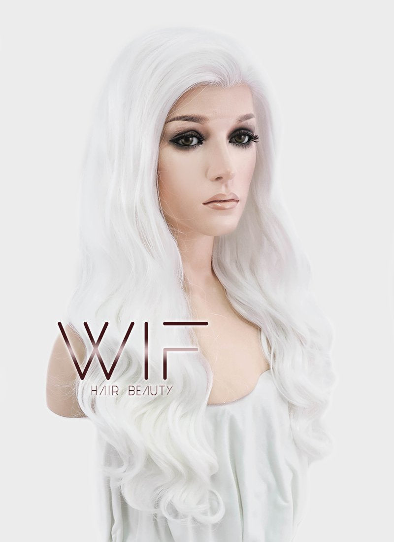 24" Wavy White Lace Front Synthetic Wig LF388