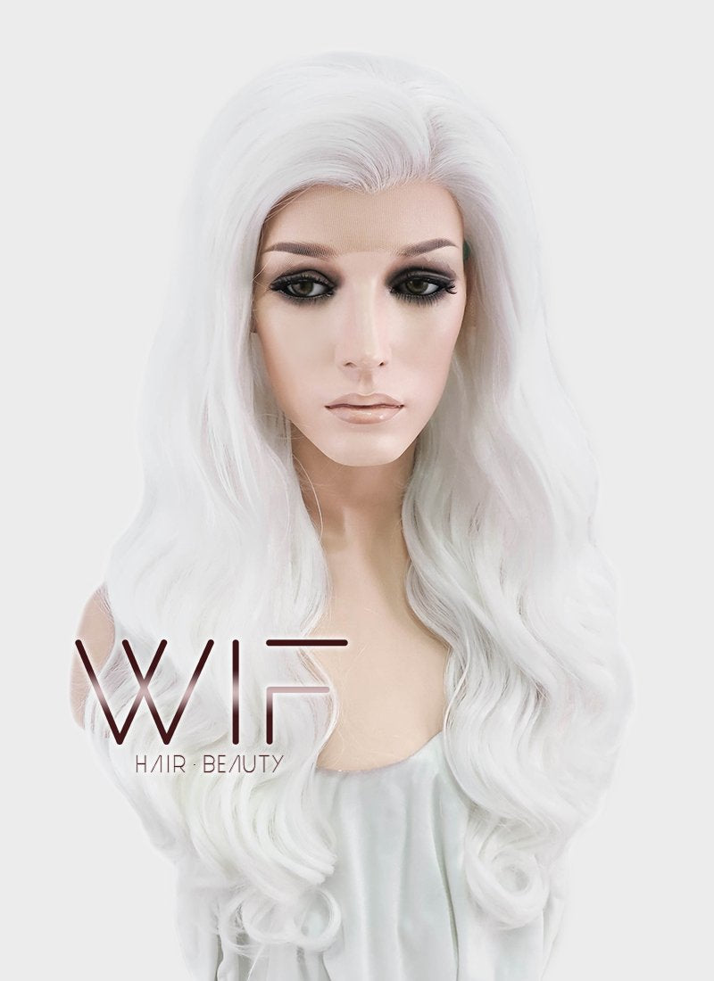24" Wavy White Lace Front Synthetic Wig LF388