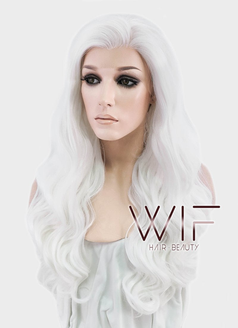24" Wavy White Lace Front Synthetic Wig LF388