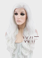 24" Wavy White Lace Front Synthetic Wig LF388