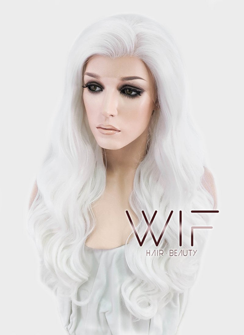 24" Wavy White Lace Front Synthetic Wig LF388