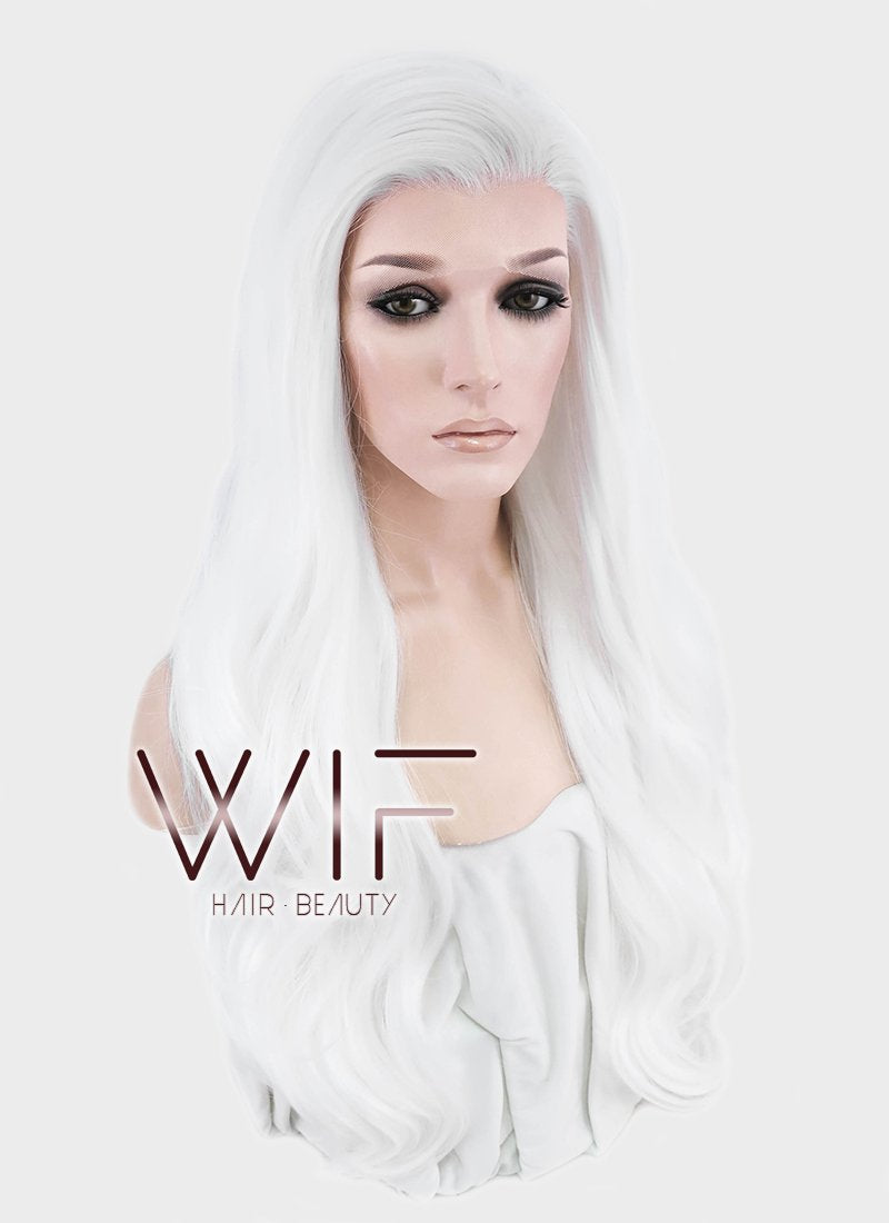 24" Wavy White Lace Front Synthetic Wig LF389