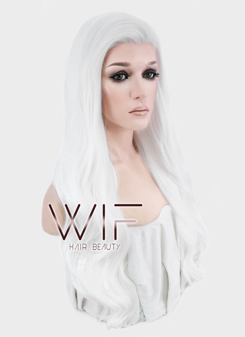 24" Wavy White Lace Front Synthetic Wig LF389