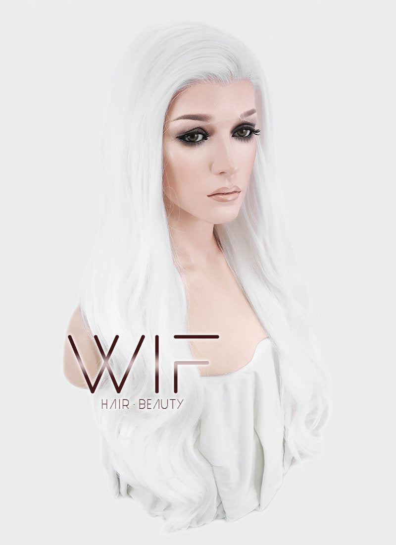 24" Wavy White Lace Front Synthetic Wig LF389