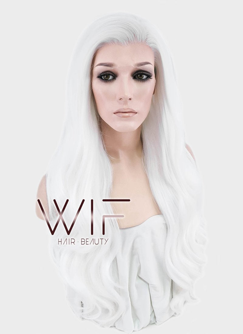 24" Wavy White Lace Front Synthetic Wig LF389