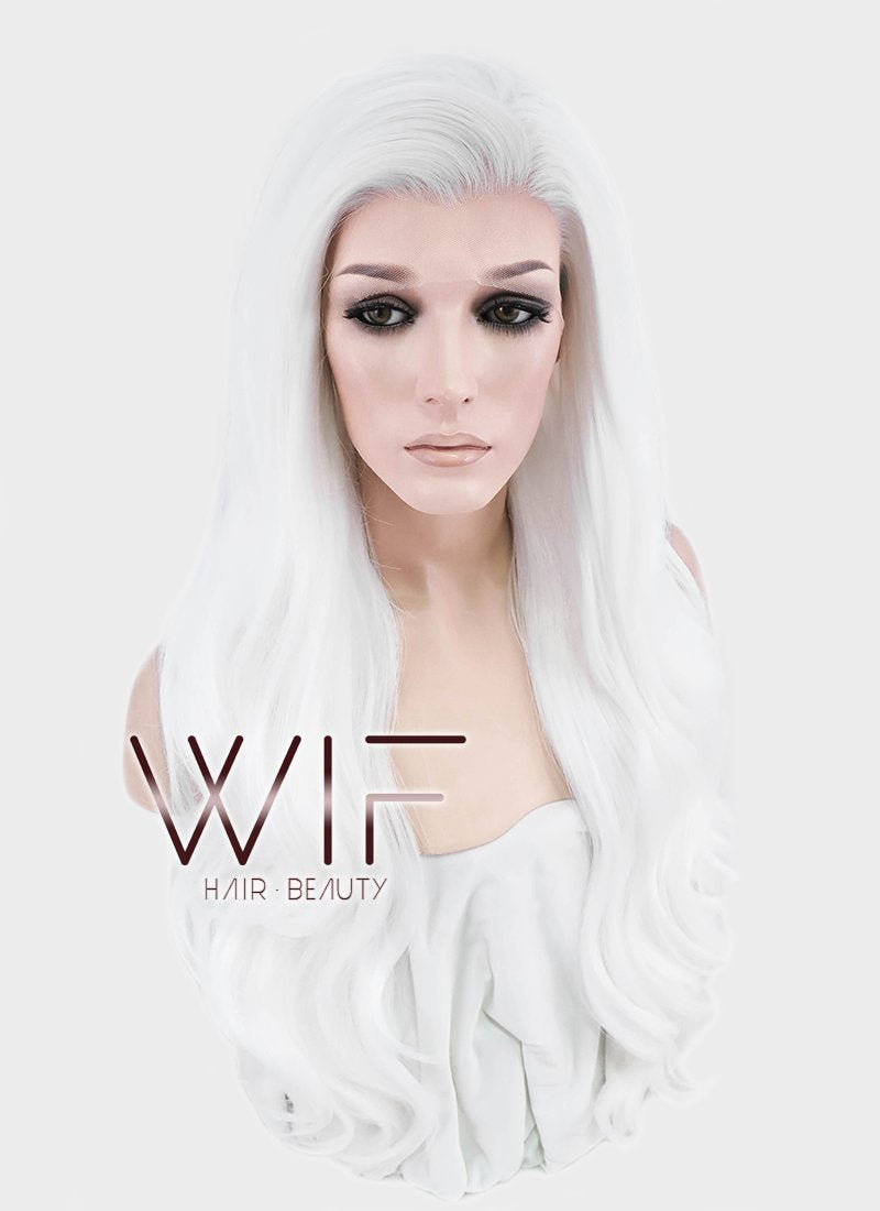 24" Wavy White Lace Front Synthetic Wig LF389