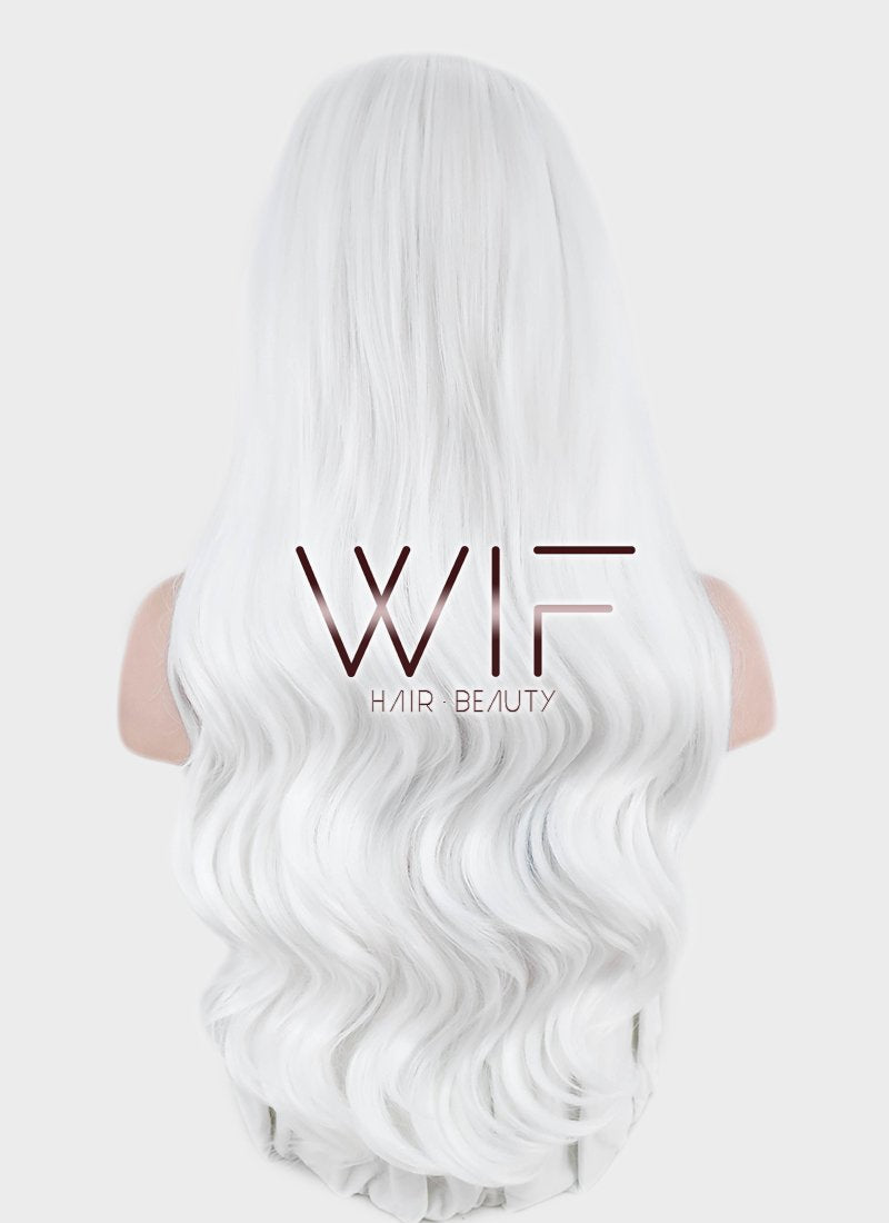 24" Wavy White Lace Front Synthetic Wig LF389