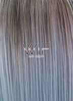 24" Long Straight Light Blue With Brown Roots Lace Front Synthetic Hair Wig LF398
