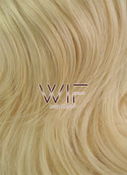 16" Medium Curly Light Blonde With Brown Roots Ombre Lace Front Synthetic Hair Wig LF402