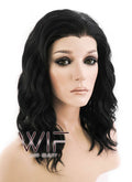 14" Medium Curly Black Lace Front Synthetic Hair Wig LF406