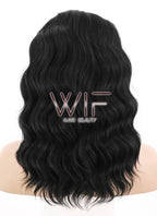 14" Medium Curly Black Lace Front Synthetic Hair Wig LF406