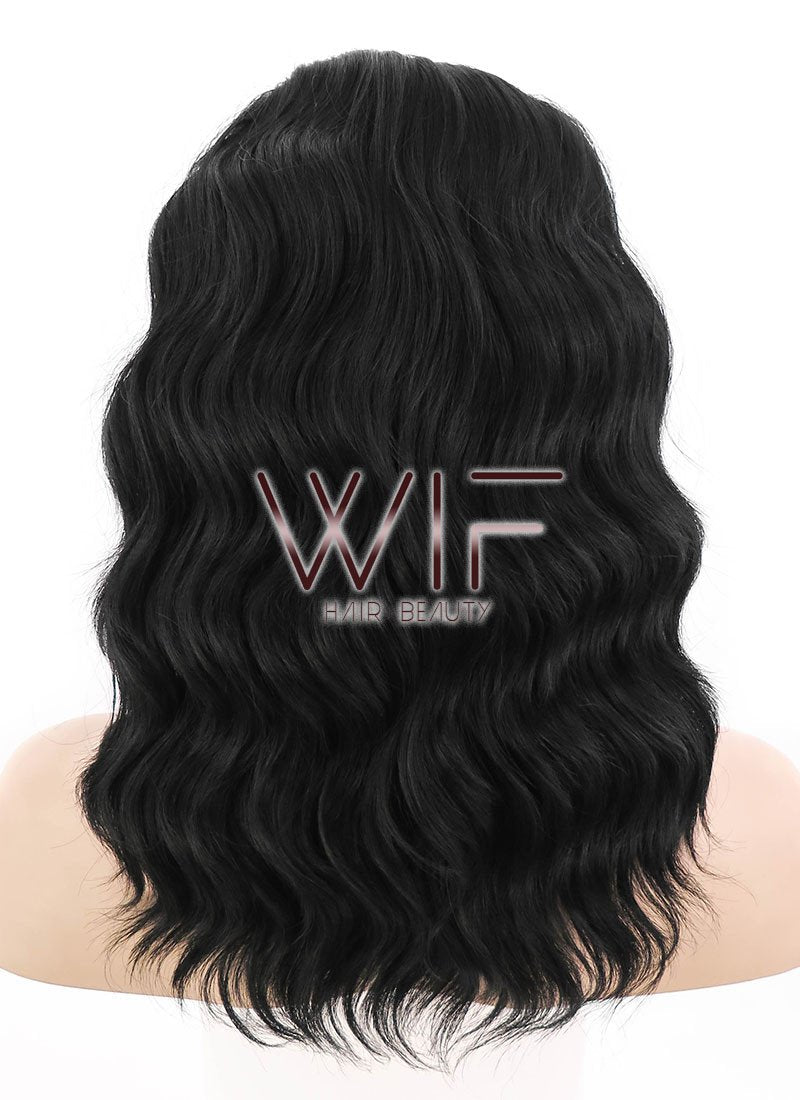 14" Medium Curly Black Lace Front Synthetic Hair Wig LF406