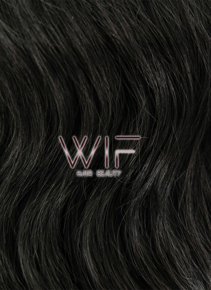 14" Medium Curly Black Lace Front Synthetic Hair Wig LF406