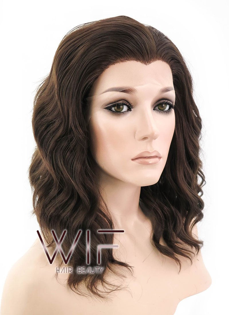 14" Medium Brown Lace Front Synthetic Hair Wig LF407