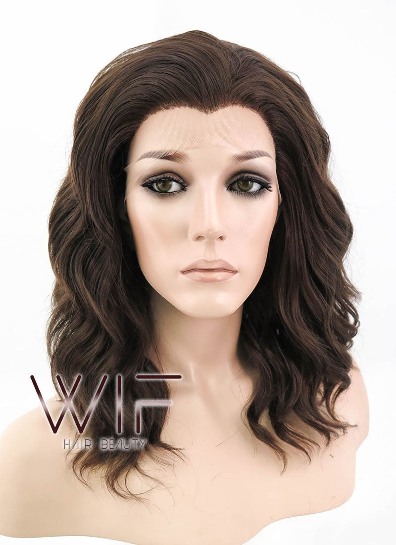14" Medium Brown Lace Front Synthetic Hair Wig LF407