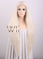 28" Straight Yaki Platinum Blonde Lace Front Synthetic Wig LF624C