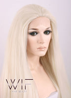 28" Straight Yaki Platinum Blonde Lace Front Synthetic Wig LF624C