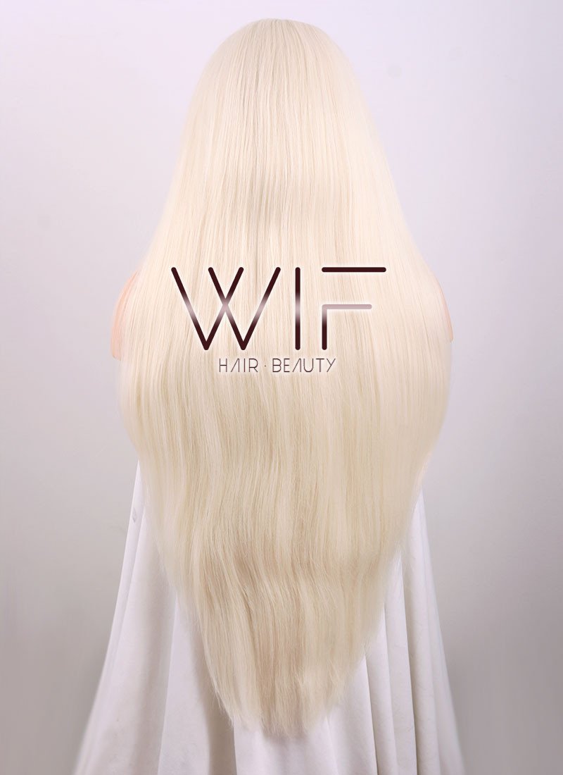 28" Straight Yaki Platinum Blonde Lace Front Synthetic Wig LF624C