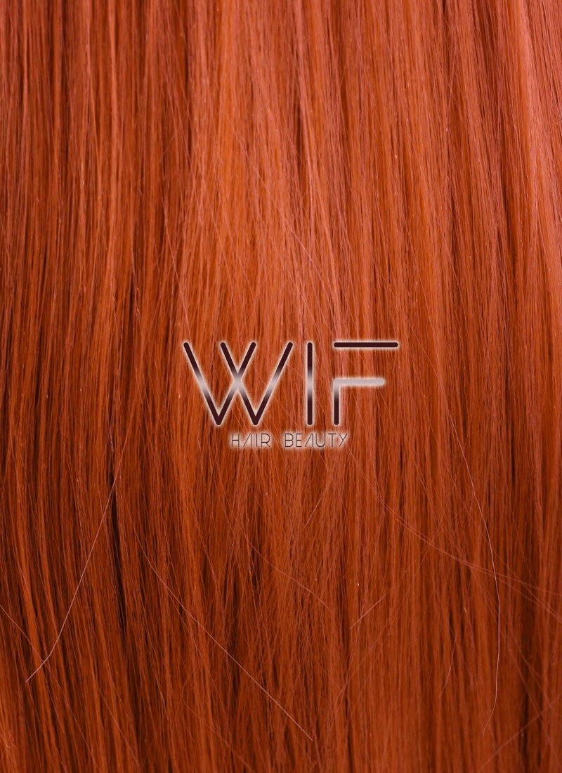 18" / 24" / 28" Long Straight Yaki Reddish Orange Customizable Lace Front Synthetic Hair Wig LF624