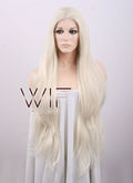 28" Long Wavy Platinum Blonde Customizable Lace Front Synthetic Hair Wig LF640D