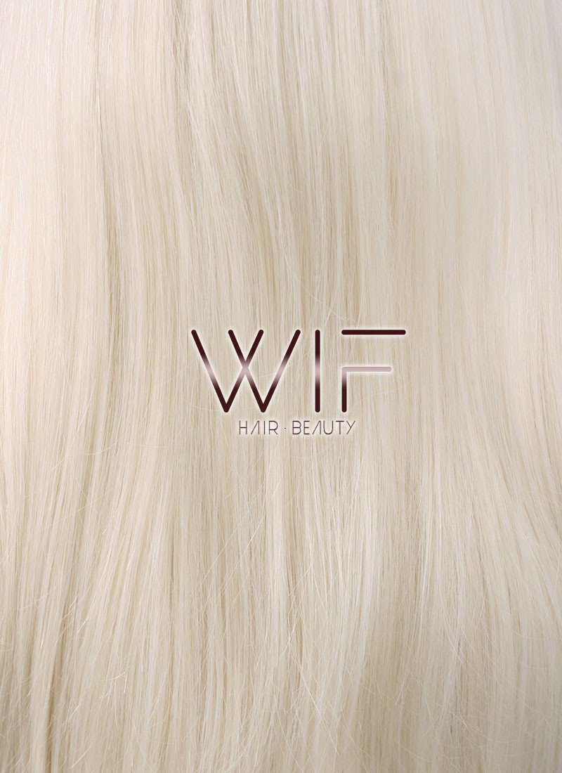 28" Long Wavy Platinum Blonde Customizable Lace Front Synthetic Hair Wig LF640D