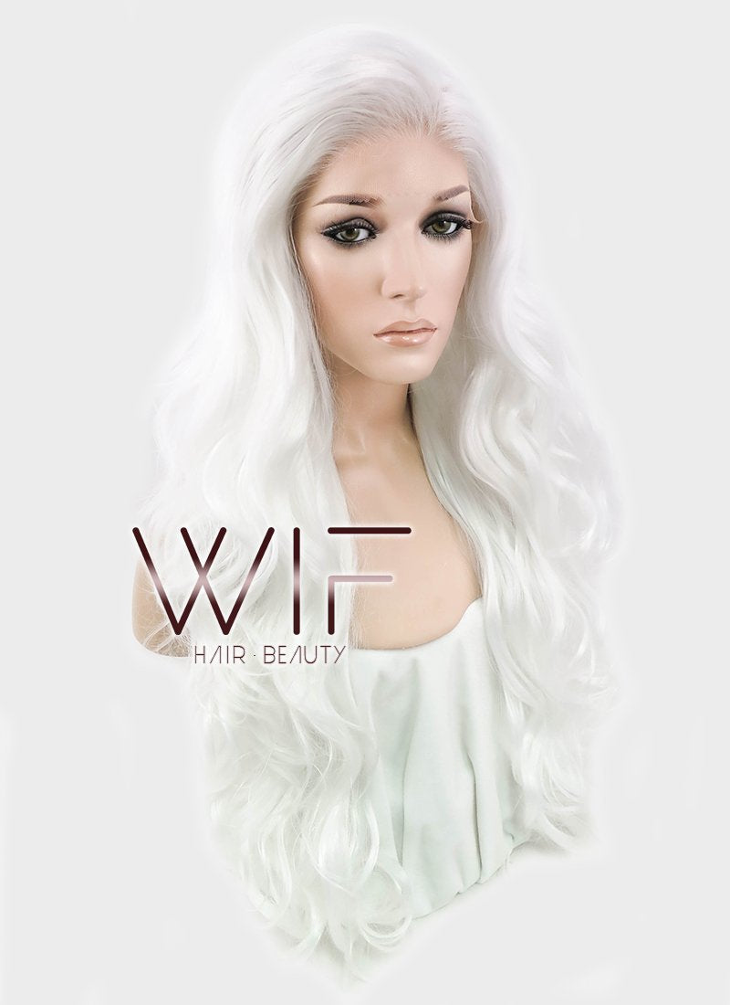 28" Wavy White Lace Front Synthetic Wig LF641B