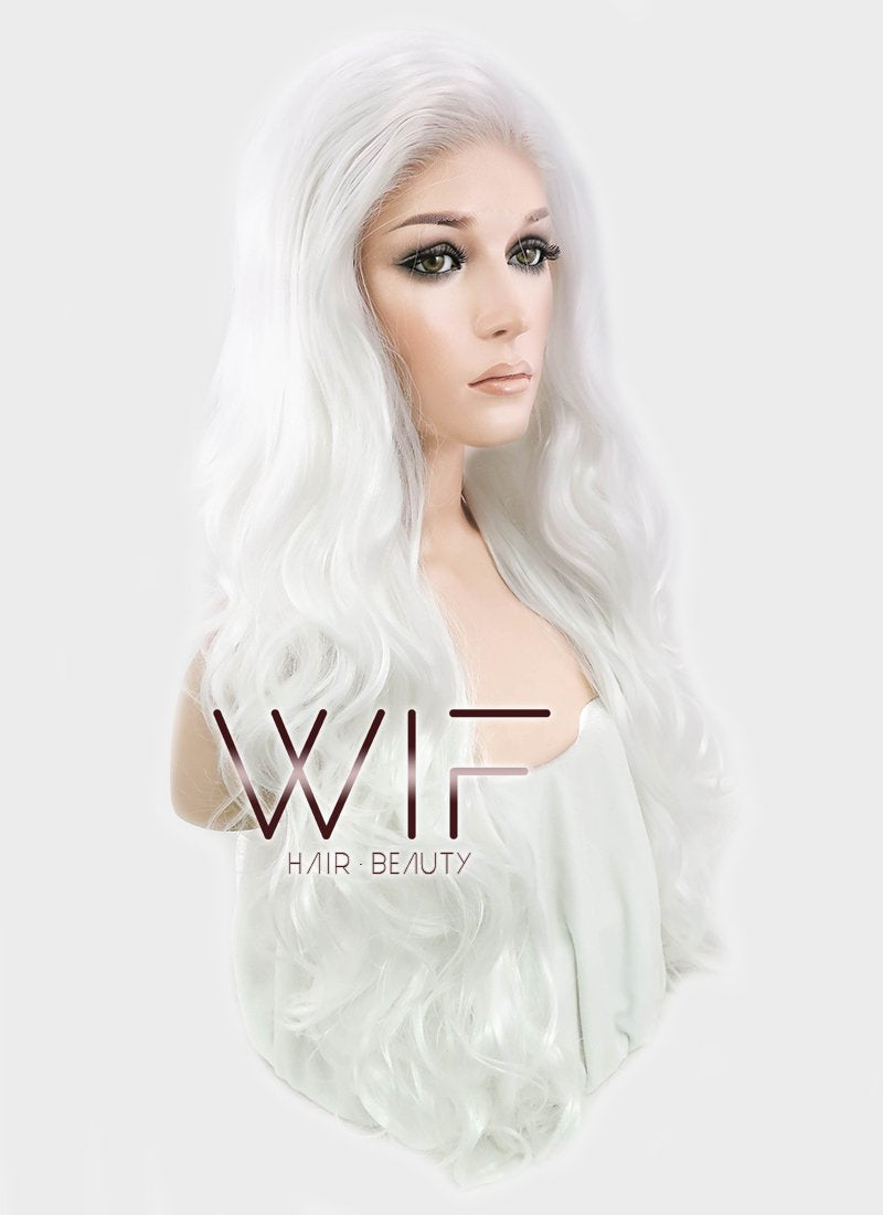 28" Wavy White Lace Front Synthetic Wig LF641B