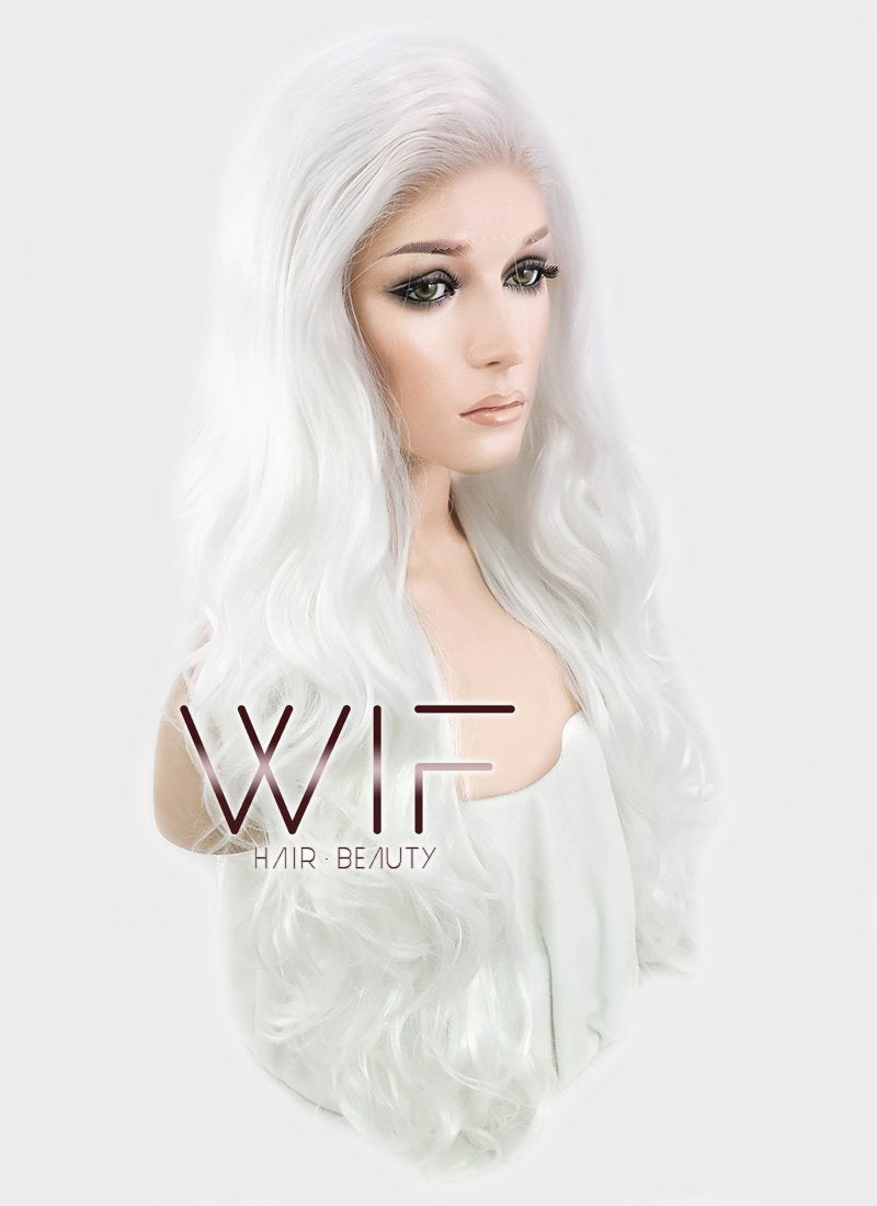 28" Wavy White Lace Front Synthetic Wig LF641B