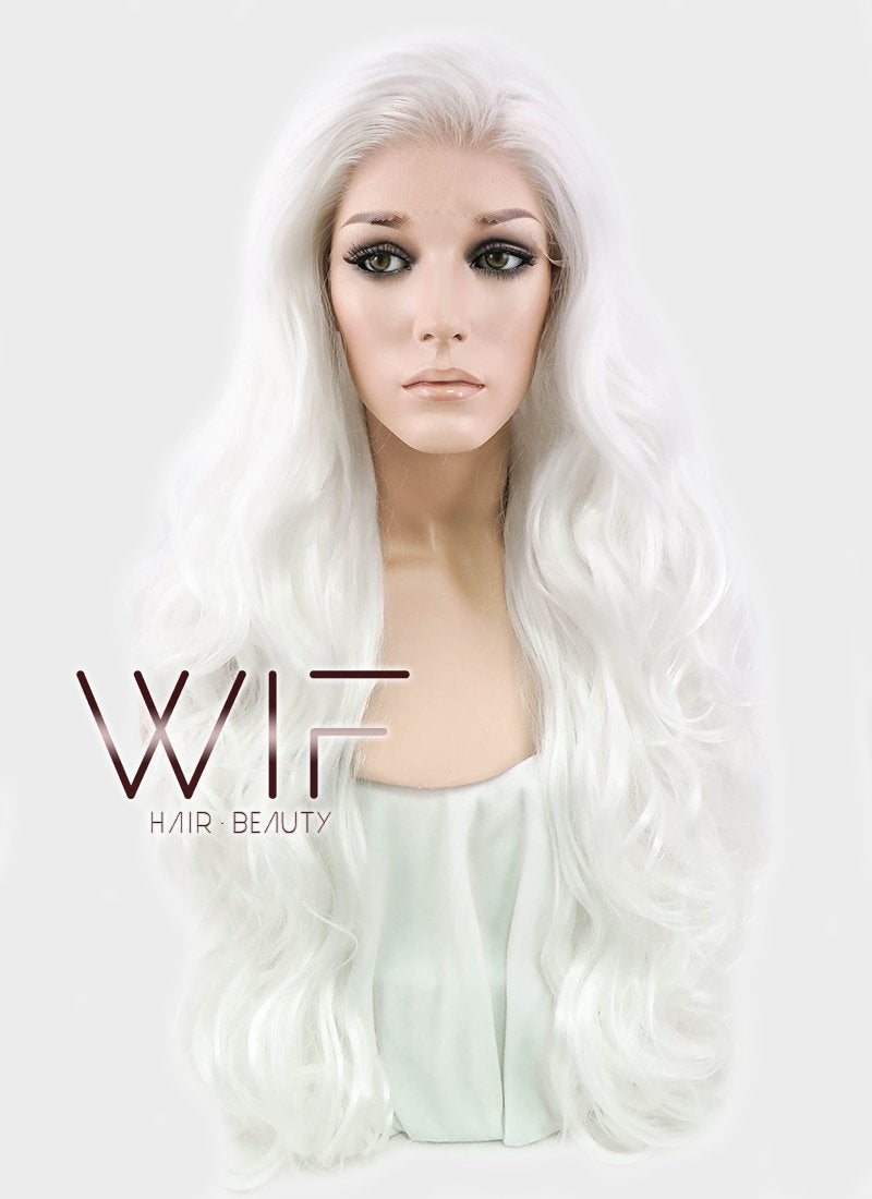 28" Wavy White Lace Front Synthetic Wig LF641B