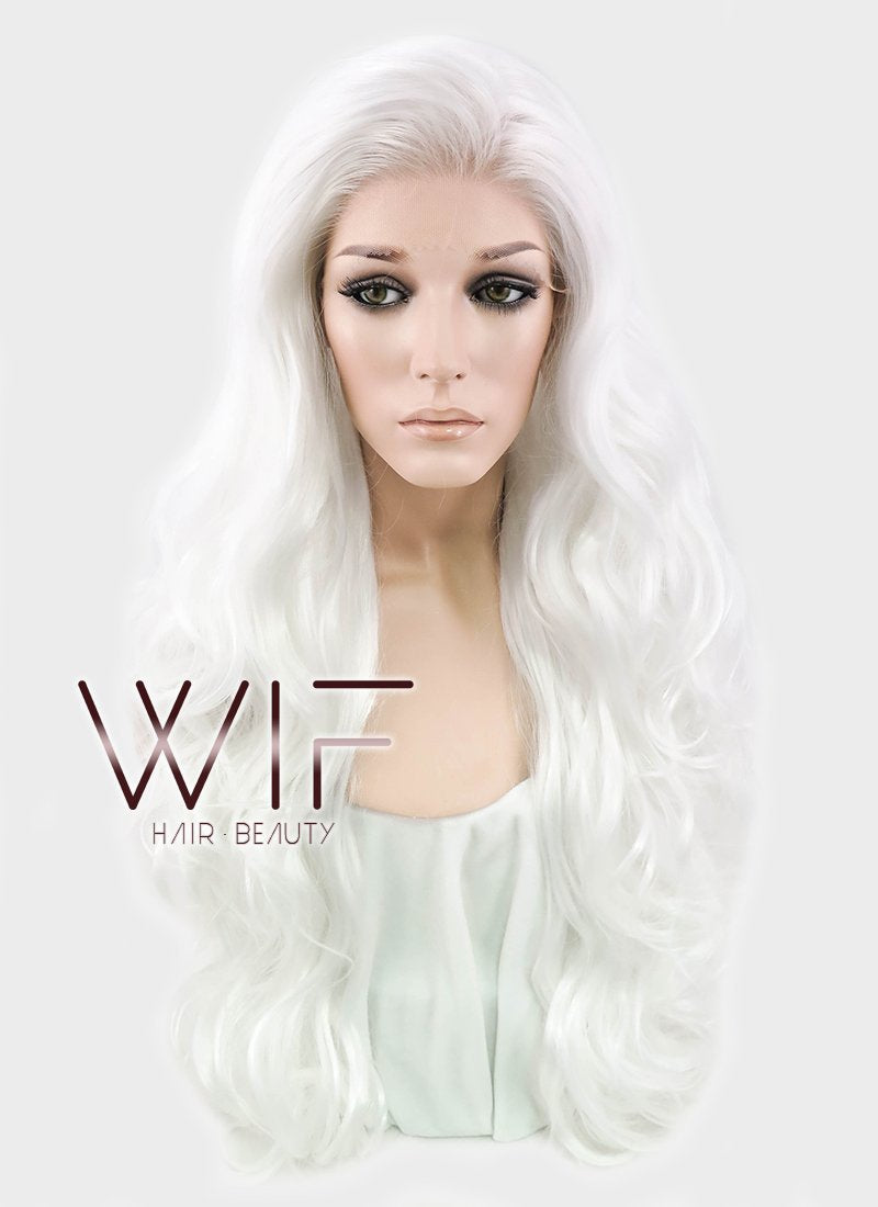 28" Wavy White Lace Front Synthetic Wig LF641B