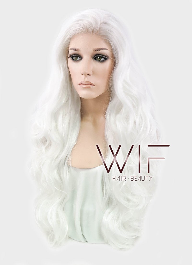 28" Wavy White Lace Front Synthetic Wig LF641B