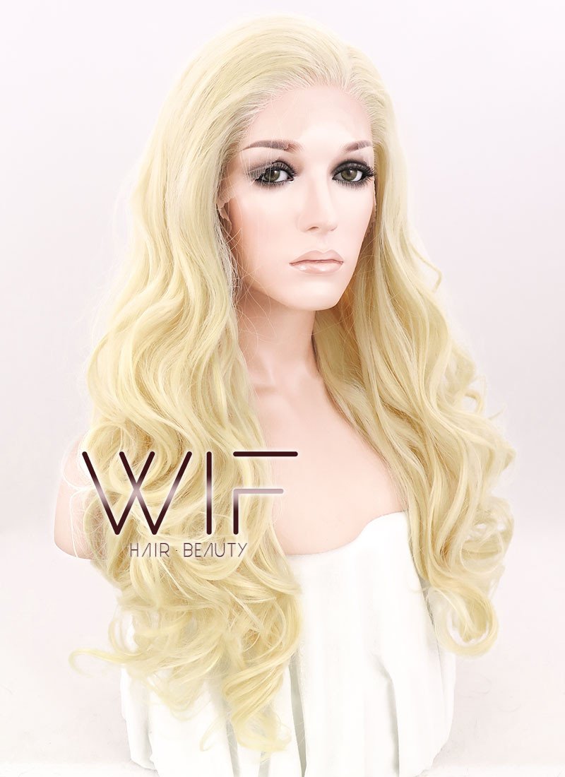 18" Wavy Blonde Lace Front Synthetic Wig LF641