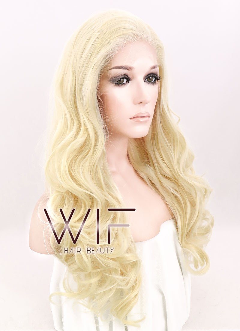 18" Wavy Blonde Lace Front Synthetic Wig LF641