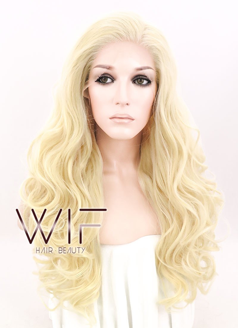 18" Wavy Blonde Lace Front Synthetic Wig LF641