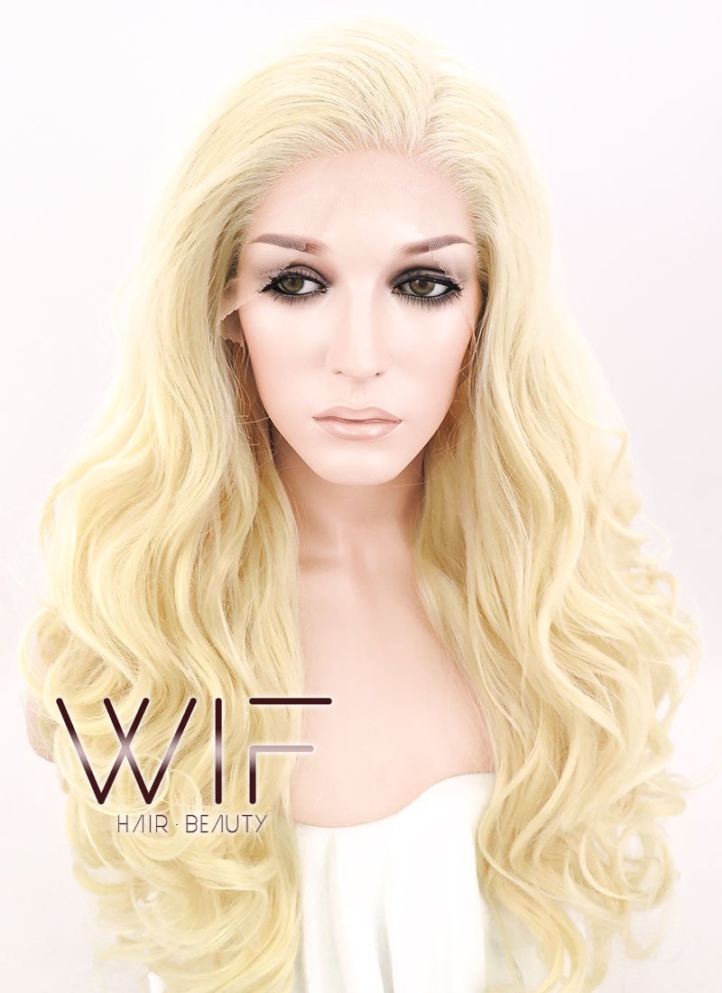 18" Wavy Blonde Lace Front Synthetic Wig LF641