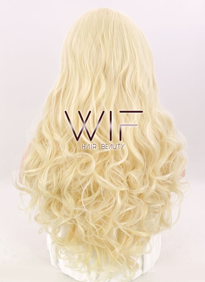 18" Wavy Blonde Lace Front Synthetic Wig LF641
