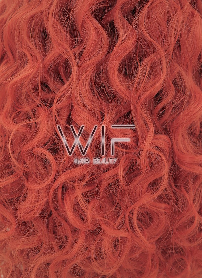 18"-26" Long Spiral Curly Reddish Orange Customizable Lace Front Synthetic Hair Wig LF663J