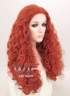 18"-26" Long Spiral Curly Reddish Orange Customizable Lace Front Synthetic Hair Wig LF663J